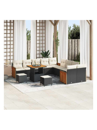 Sonata H Градински Софа Комплект 13 pcs Черен и кремав 80 x 80 x 71 cm