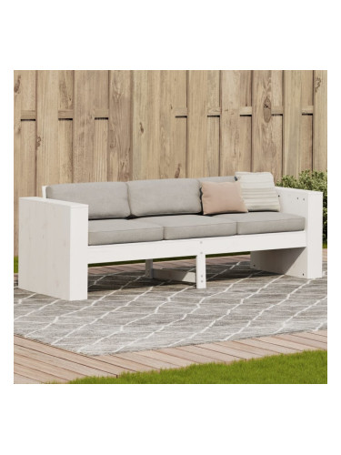 Sonata H Градински диван 3-местен бял 189x60x62 см бор масив