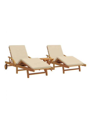 Sonata H Шезлонг 3 pcs Бежово 40 x 40 x 40cm Масивна акациева дървесина