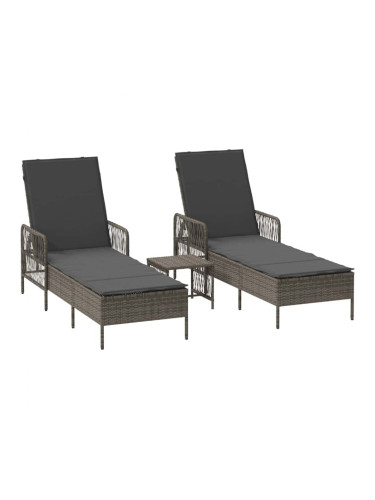 Sonata H Шезлонг с възглавница 2 pcs Сив 35 x 35 x 32см полиратан