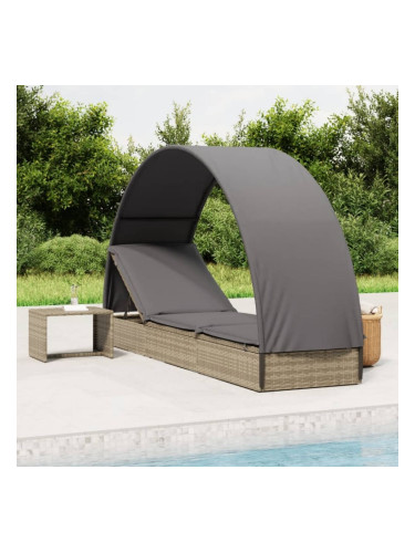 Sonata H Шезлонг с объл покрив сив 211x57x140 см полиратан
