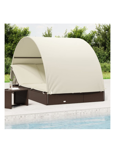 Sonata H 2-местен шезлонг с объл покрив кафяв 211x112x140 см полиратан