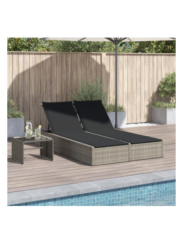 Sonata H Двоен шезлонг с възглавници, светлосив, полиратан