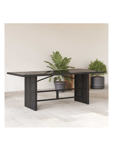 Sonata H Градинска маса със стъклен плот черен 190x80x74 см полиратан