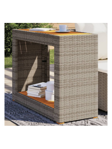 Sonata H Градинска маса с дървен плот сива 100x40x75 см полиратан