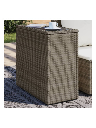 Sonata H Градинска маса със стъклен плот сива 58x27,5x55 см полиратан