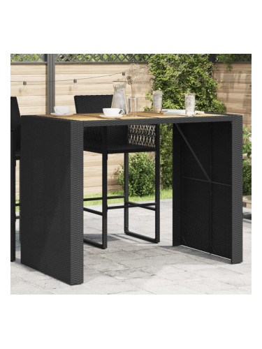 Sonata H Градинска бар маса с плот акация черно 145x80x110 см полиратан