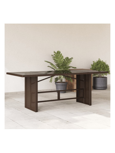 Sonata H Градинска маса със стъклен плот кафява 190x80x75 см полиратан