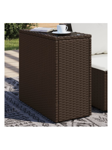 Sonata H Градинска маса със стъклен плот kафяв 58x27,5x55 см полиратан