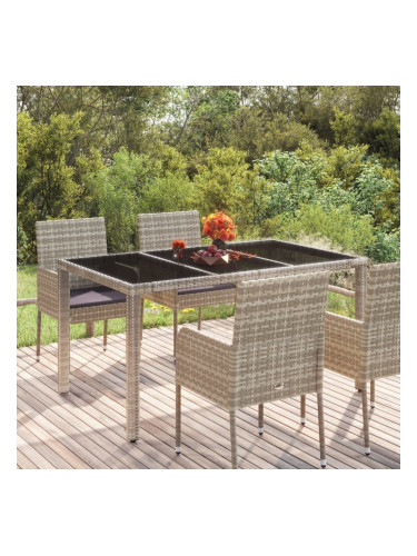 Sonata H Градинска маса със стъклен плот сива 150x90x75 см полиратан