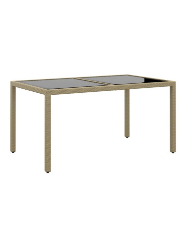 Sonata H Градинска маса 150x90x75 см закалено стъкло и полиратан бежова