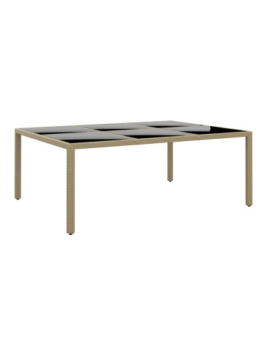 Sonata H Градинска маса 200x150x75 см закалено стъкло и полиратан бежова