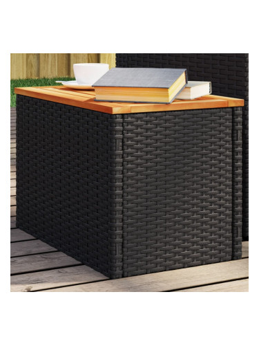 Sonata H Градински масички 2 бр черни 55x34x37 см полиратан дърво масив
