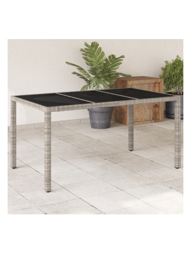 Sonata H Градинска маса стъклен плот светлосива 150x90x75 см полиратан