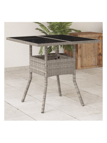 Sonata H Градинска маса със стъклен плот светлосив 80x80x75 см полиратан