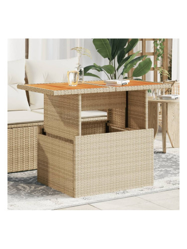 Sonata H Градинска маса, бежова, 100x55x73см, полиратан и акациево дърво