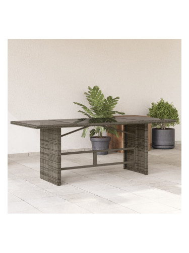 Sonata H Градинска маса със стъклен плот черен 190x80x75 см полиратан