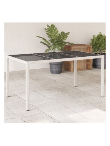 Sonata H Градинска маса със стъклен плот бяла 150x90x75 см полиратан