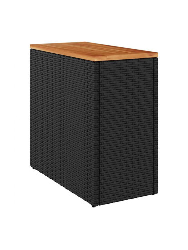 Sonata H Градинска маса с дървен плот черна 58x27,5x55 см полиратан