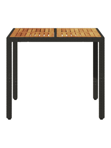 Sonata H Градинска маса с дървен плот акация черна 90x90x75 см полиратан