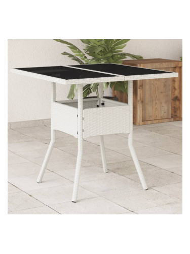 Sonata H Градинска маса със стъклен плот бяла 80x80x75 см полиратан