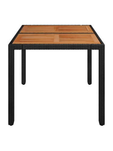 Sonata H Градинска маса с дървен плот черна 90x90x75 см полиратан