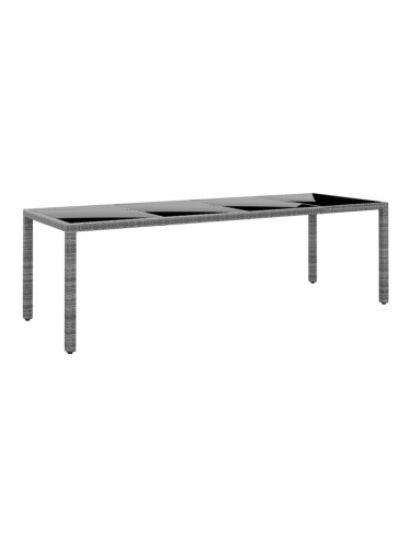 Sonata H Градинска маса 250x100x75 см закалено стъкло и полиратан сива