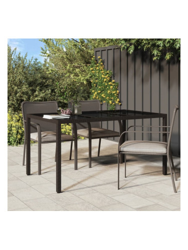 Sonata H Градинска маса 150x90x75 см закалено стъкло и полиратан кафява