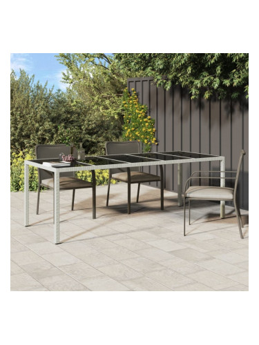 Sonata H Градинска маса бяла 250x100x75 см полиратан и закалено стъкло