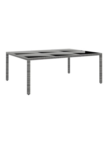 Sonata H Градинска маса 200x150x75 см закалено стъкло и полиратан сива