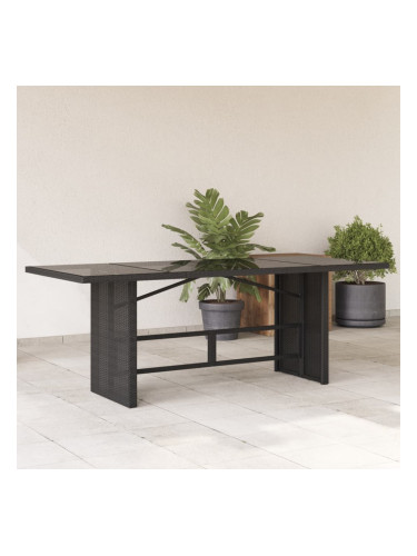 Sonata H Градинска маса със стъклен плот черен 190x80x75 см полиратан