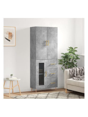 Sonata H Висок шкаф, бетонно сив, 69,5x34x180 см, инженерно дърво