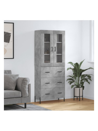 Sonata H Висок шкаф, бетонно сив, 69,5x34x180 см, инженерно дърво