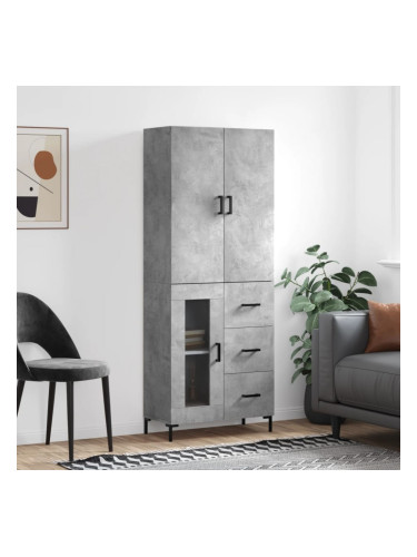 Sonata H Висок шкаф, бетонно сив, 69,5x34x180 см, инженерно дърво