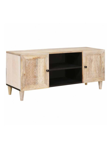 Sonata H ТВ шкаф с рафт Бяло 105 x 33 x 46 см мангово дърво масив
