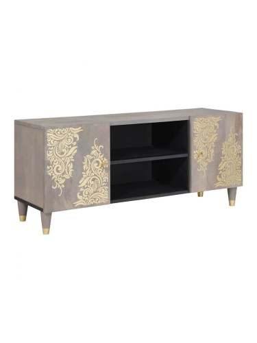 Sonata H ТВ шкаф с рафт със съхранение Сив и златен 105 x 33.5 x 46 см
