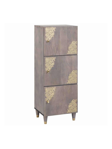 Sonata H Висок шкаф с чекмедже с рафт Сив и златен 40 x 33.5 x 110 см