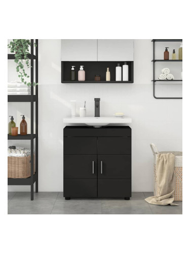 Sonata H Шкаф за баня с мивка със съхранение TULUM Черно 60 x 34 x 63 см