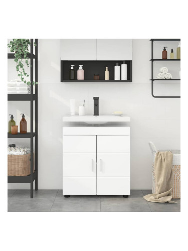 Sonata H Шкаф за баня с мивка TULUM Бяло Със Силен Гланц 60 x 34 x 63 см