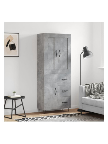 Sonata H Висок шкаф, бетонно сив, 69,5x34x180 см, инженерно дърво