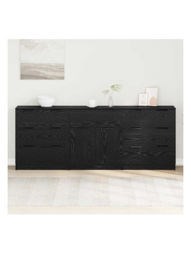 Sonata H Служебен шкаф 3 pcs Черен дъб 60 x 30 x 70 см Инженерно дърво