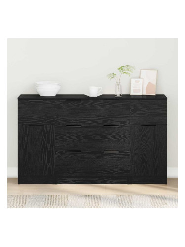 Sonata H Служебен шкаф 3 pcs Черен дъб 121 x 30 x 70 см Инженерно дърво