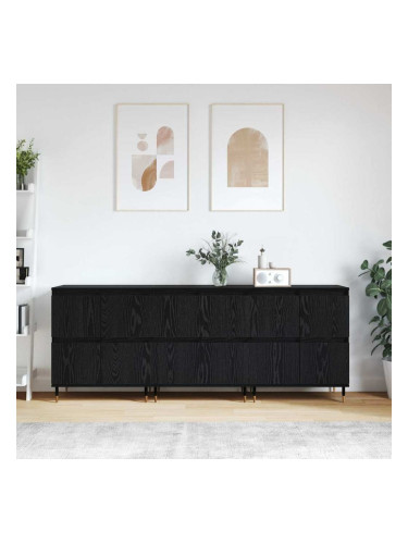 Sonata H Скейдбордове 3 pcs Черен дъб 180 x 35 x 70 см Инженерно дърво