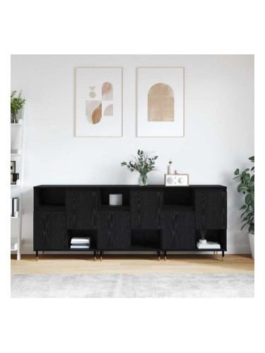 Sonata H Скейдбордове 3 pcs Черен дъб 180 x 35 x 70 см Инженерно дърво