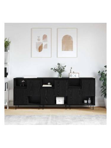 Sonata H Скейдбордове 3 pcs Черен дъб 180 x 35 x 70 см Инженерно дърво