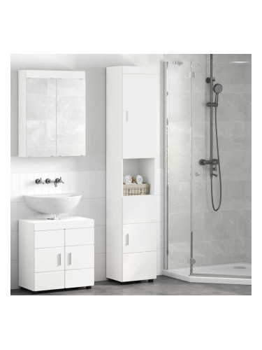 Sonata H Шкаф за баня TULUM Бяло 37 x 31.5 x 203 см Инженерно дърво