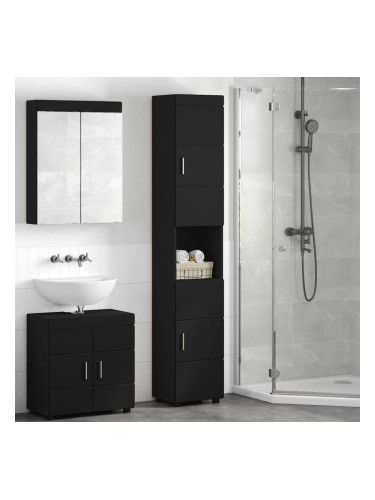 Sonata H Шкаф за баня TULUM Черно 37 x 31.5 x 203 см Инженерно дърво