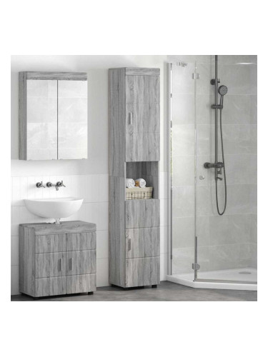 Sonata H Шкаф за баня със съхранение TULUM Сив сонома 37 x 31.5 x 203 см