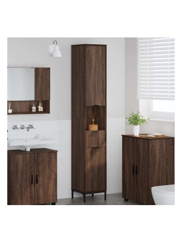 Sonata H Висок шкаф за баня Кафяв дъб 31.5 x 33 x 190 см Инженерно дърво