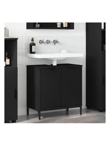 Sonata H Шкаф за мивка в баня Черно 60.5 x 33.5 x 61 см Инженерно дърво